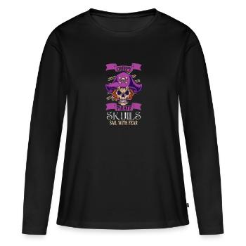 Horreur Pirate Bateau Pirate Pirate Captain Horreur - T-shirt manches longues Premium bio Femme - noir - Devant - Julia (174cm)