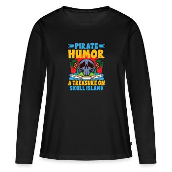 Drôle d’horreur Pirate Bateau Pirate Capitaine Pirate - T-shirt manches longues Premium bio Femme - noir - Devant - Julia (174cm)