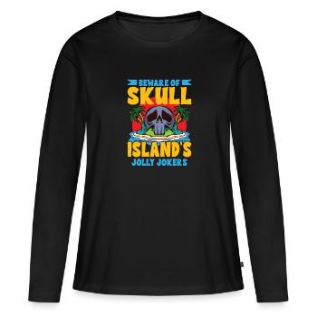 Drôle d’horreur Pirate Bateau Pirate Capitaine Pirate - T-shirt manches longues Premium bio Femme - noir - Devant - Julia (174cm)