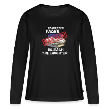 Lire des livres interdits. Lire des livres interdits. - T-shirt manches longues Premium bio Femme - noir - Devant - Julia (174cm)