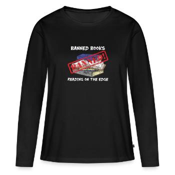 Lire des livres interdits. Lire des livres interdits. - T-shirt manches longues Premium bio Femme - noir - Devant - Julia (174cm)