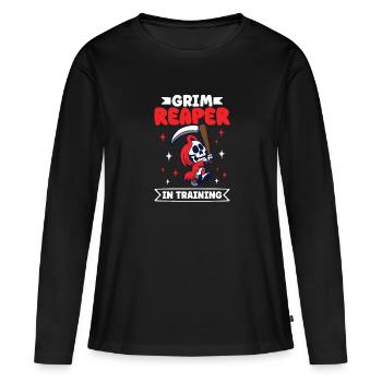 Drôle de faucheuse effrayante, homme mort - T-shirt manches longues Premium bio Femme - noir - Devant - Julia (174cm)