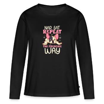 french bulldog english bulldog dog lover bulldog - Frauen Premium Bio Langarmshirt - Schwarz - Vorne - Julia (174cm)