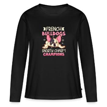 french bulldog english bulldog dog lover bulldog - Frauen Premium Bio Langarmshirt - Schwarz - Vorne - Julia (174cm)