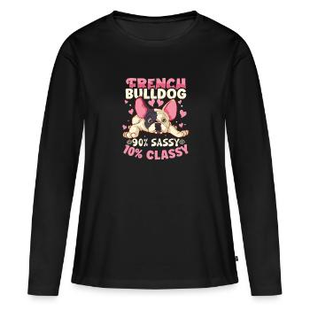 french bulldog english bulldog dog lover bulldog - Frauen Premium Bio Langarmshirt - Schwarz - Vorne - Julia (174cm)