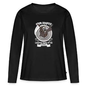 Drôle de faucheuse effrayante, homme mort - T-shirt manches longues Premium bio Femme - noir - Devant - Julia (174cm)