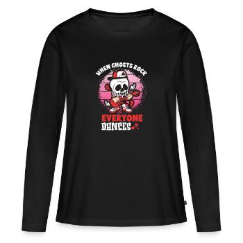 Drôle Horreur Spooky Guitariste Guitariste Fantomatique - T-shirt manches longues Premium bio Femme - noir - Devant - Julia (174cm)