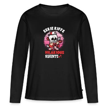 Drôle Horreur Spooky Guitariste Guitariste Fantomatique - T-shirt manches longues Premium bio Femme - noir - Devant - Julia (174cm)