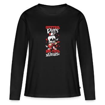 Drôle Horreur Spooky Guitariste Guitariste Fantomatique - T-shirt manches longues Premium bio Femme - noir - Devant - Julia (174cm)