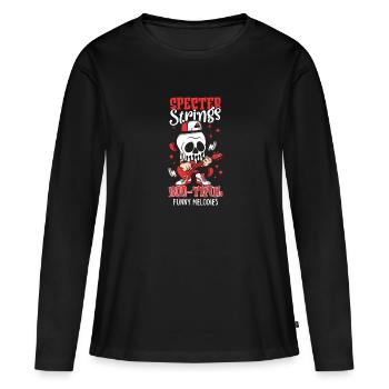 Drôle Horreur Spooky Guitariste Guitariste Fantomatique - T-shirt manches longues Premium bio Femme - noir - Devant - Julia (174cm)
