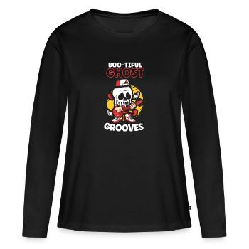 Drôle Horreur Spooky Guitariste Guitariste Fantomatique - T-shirt manches longues Premium bio Femme - noir - Devant - Julia (174cm)