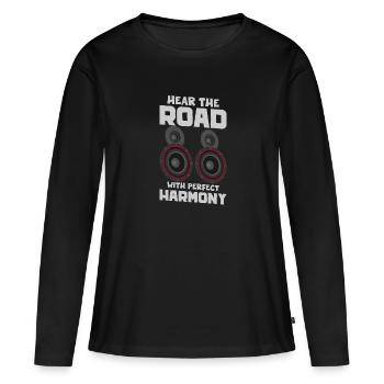 AUDIOLOGIST / CAR STEREO : Run Your System - Frauen Premium Bio Langarmshirt - Schwarz - Vorne - Julia (174cm)
