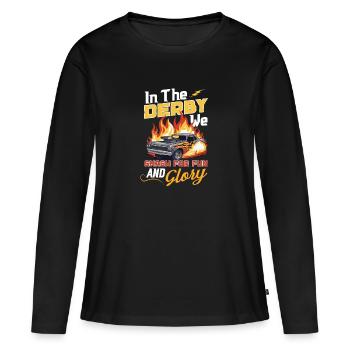 Derby de démonstration Derby de démolition Derby de démolition - T-shirt manches longues Premium bio Femme - noir - Devant - Julia (174cm)