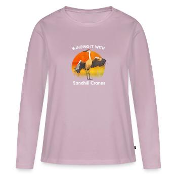 Sandhill Crane Lovers Bird Watching - Women's Premium Organic Long Sleeve Shirt - dusky pink - Front - Julia (174cm)
