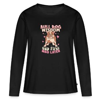 french bulldog english bulldog dog lover bulldog - Frauen Premium Bio Langarmshirt - Schwarz - Vorne - Julia (174cm)