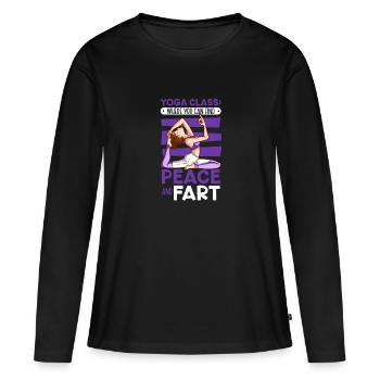 Yoga, Pleine conscience, Pratique, Méditation, Manifestation - T-shirt manches longues Premium bio Femme - noir - Devant - Julia (174cm)