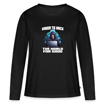 Analyste en piratage éthique Cybersécurité éthique - T-shirt manches longues Premium bio Femme - noir - Devant - Julia (174cm)