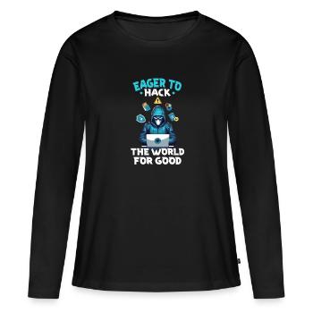 Analyste en piratage éthique Cybersécurité éthique - T-shirt manches longues Premium bio Femme - noir - Devant - Julia (174cm)