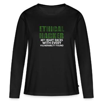 Analyste en piratage éthique Cybersécurité éthique - T-shirt manches longues Premium bio Femme - noir - Devant - Julia (174cm)