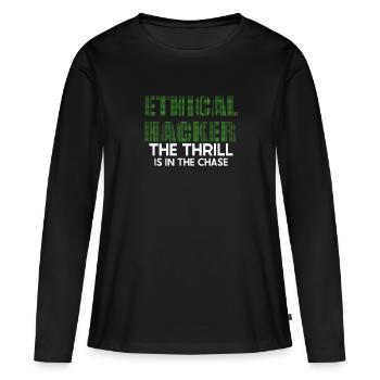 Analyste en piratage éthique Cybersécurité éthique - T-shirt manches longues Premium bio Femme - noir - Devant - Julia (174cm)