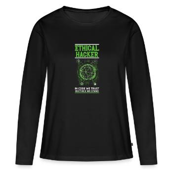 Analyste en piratage éthique Cybersécurité éthique - T-shirt manches longues Premium bio Femme - noir - Devant - Julia (174cm)