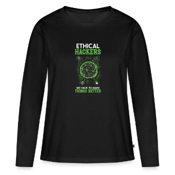 Analyste en piratage éthique Cybersécurité éthique - T-shirt manches longues Premium bio Femme - noir - Devant - Julia (174cm)