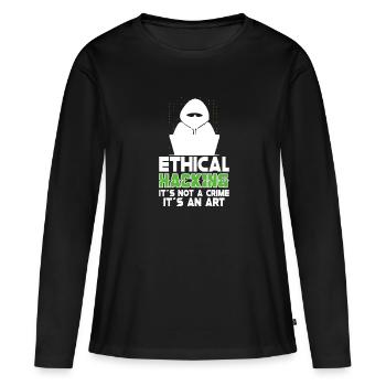 Analyste en piratage éthique Cybersécurité éthique - T-shirt manches longues Premium bio Femme - noir - Devant - Julia (174cm)