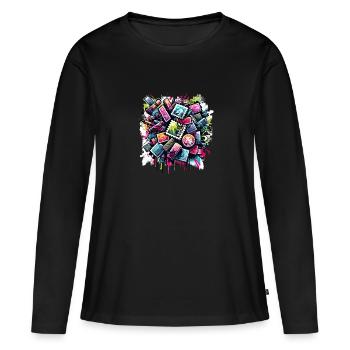 Philatélie Philatéliste philatéliste philatélique - T-shirt manches longues Premium bio Femme - noir - Devant - Julia (174cm)