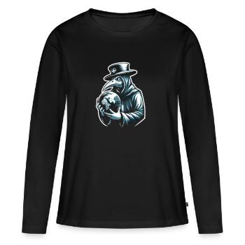 Effrayant Halloween Horreur Peste Docteur - T-shirt manches longues Premium bio Femme - noir - Devant - Julia (174cm)
