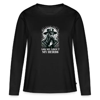 Effrayant Halloween Horreur Peste Docteur - T-shirt manches longues Premium bio Femme - noir - Devant - Julia (174cm)
