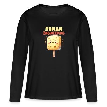 Drôle D’éponge, Histoire Romaine, Salle De Bain - T-shirt manches longues Premium bio Femme - noir - Devant - Julia (174cm)