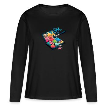 Puzzle Lover Jigzaw Puzzle Board Game Puzzler - Women's Premium Organic Long Sleeve Shirt - black - Front - Julia (174cm)
