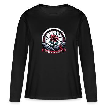 Schlaganfall-überlebende Schlaganfall-bewusstsein - Frauen Premium Bio Langarmshirt - Schwarz - Vorne - Julia (174cm)