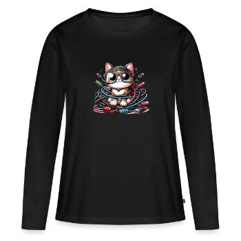 Analyste en piratage éthique Cybersécurité éthique - T-shirt manches longues Premium bio Femme - noir - Devant - Julia (174cm)