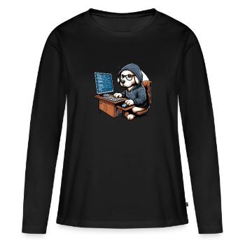 Analyste en piratage éthique Cybersécurité éthique - T-shirt manches longues Premium bio Femme - noir - Devant - Julia (174cm)