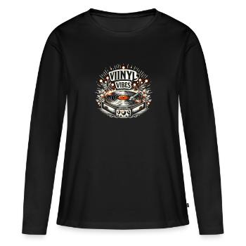 Disques vinyles Lp Collectionneurs Amateurs de disques - T-shirt manches longues Premium bio Femme - noir - Devant - Julia (174cm)