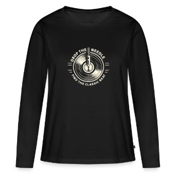 Disques vinyles Lp Collectionneurs Amateurs de disques - T-shirt manches longues Premium bio Femme - noir - Devant - Julia (174cm)