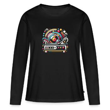 Disques vinyles Lp Collectionneurs Amateurs de disques - T-shirt manches longues Premium bio Femme - noir - Devant - Julia (174cm)