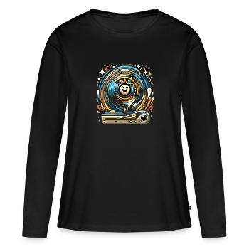 Disques vinyles Lp Collectionneurs Amateurs de disques - T-shirt manches longues Premium bio Femme - noir - Devant - Julia (174cm)
