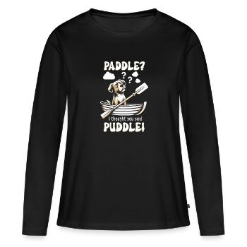 Canotage Papa Capitaine de bateau Ponton Marin Croisière - T-shirt manches longues Premium bio Femme - noir - Devant - Julia (174cm)