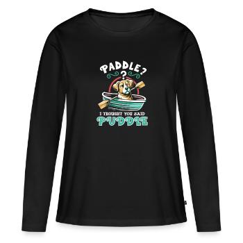 Canotage Papa Capitaine de bateau Ponton Marin Croisière - T-shirt manches longues Premium bio Femme - noir - Devant - Julia (174cm)
