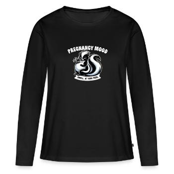 Schwangerschaftsankündigung „mutterschaft Werdende - Frauen Premium Bio Langarmshirt - Schwarz - Vorne - Julia (174cm)