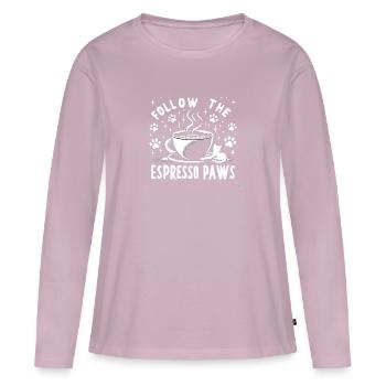 Coffee Break Cat Lover, Coffee Lover Süße Katze - Frauen Premium Bio Langarmshirt - Altrosa - Vorne - Julia (174cm)