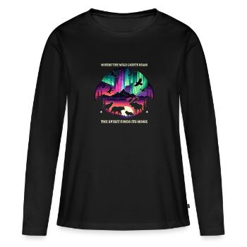 Aurora Aurora Tracker Alaska Wilderness - T-shirt manches longues Premium bio Femme - noir - Devant - Julia (174cm)