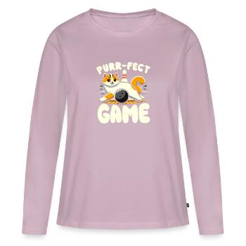 Drôle de bowling équipe bowler grève bowling club - T-shirt manches longues Premium bio Femme - rose poudré - Devant - Julia (174cm)