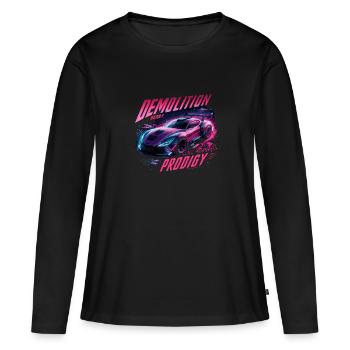 Derby de démonstration Derby de démolition Derby de démolition - T-shirt manches longues Premium bio Femme - noir - Devant - Julia (174cm)