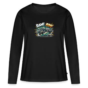 Derby de démonstration Derby de démolition Derby de démolition - T-shirt manches longues Premium bio Femme - noir - Devant - Julia (174cm)