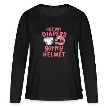 Derby de démonstration Derby de démolition Derby de démolition - T-shirt manches longues Premium bio Femme - noir - Devant - Julia (174cm)