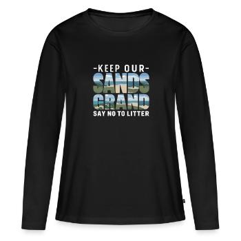 Anti-déchets Pas de recyclage des déchets environnementaux - T-shirt manches longues Premium bio Femme - noir - Devant - Julia (174cm)