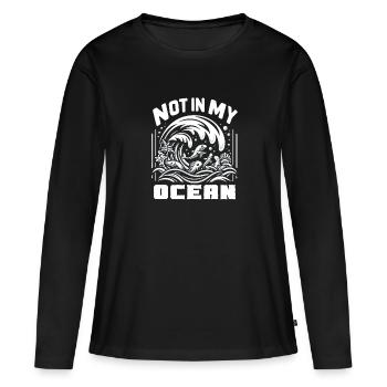 Anti-déchets Pas de recyclage des déchets environnementaux - T-shirt manches longues Premium bio Femme - noir - Devant - Julia (174cm)